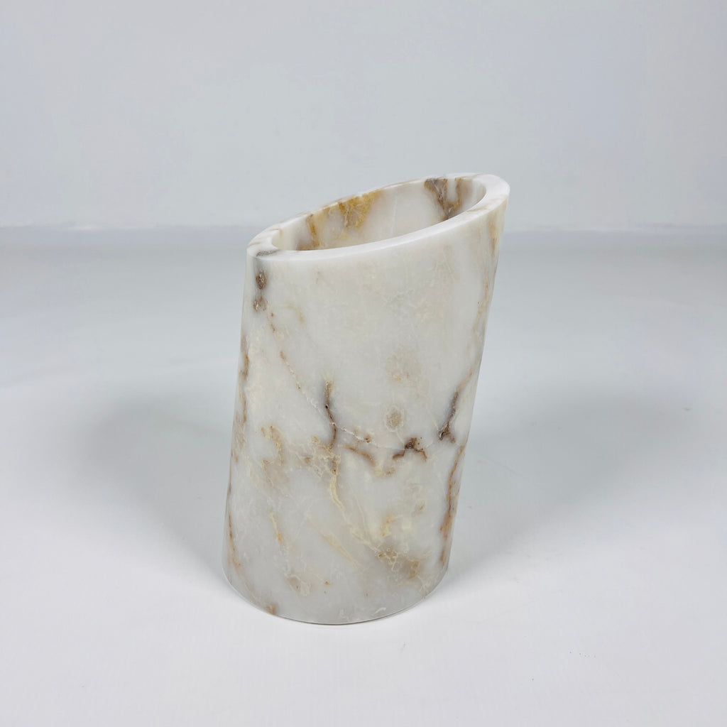 White With Brown Veins Marble Bottle Holder