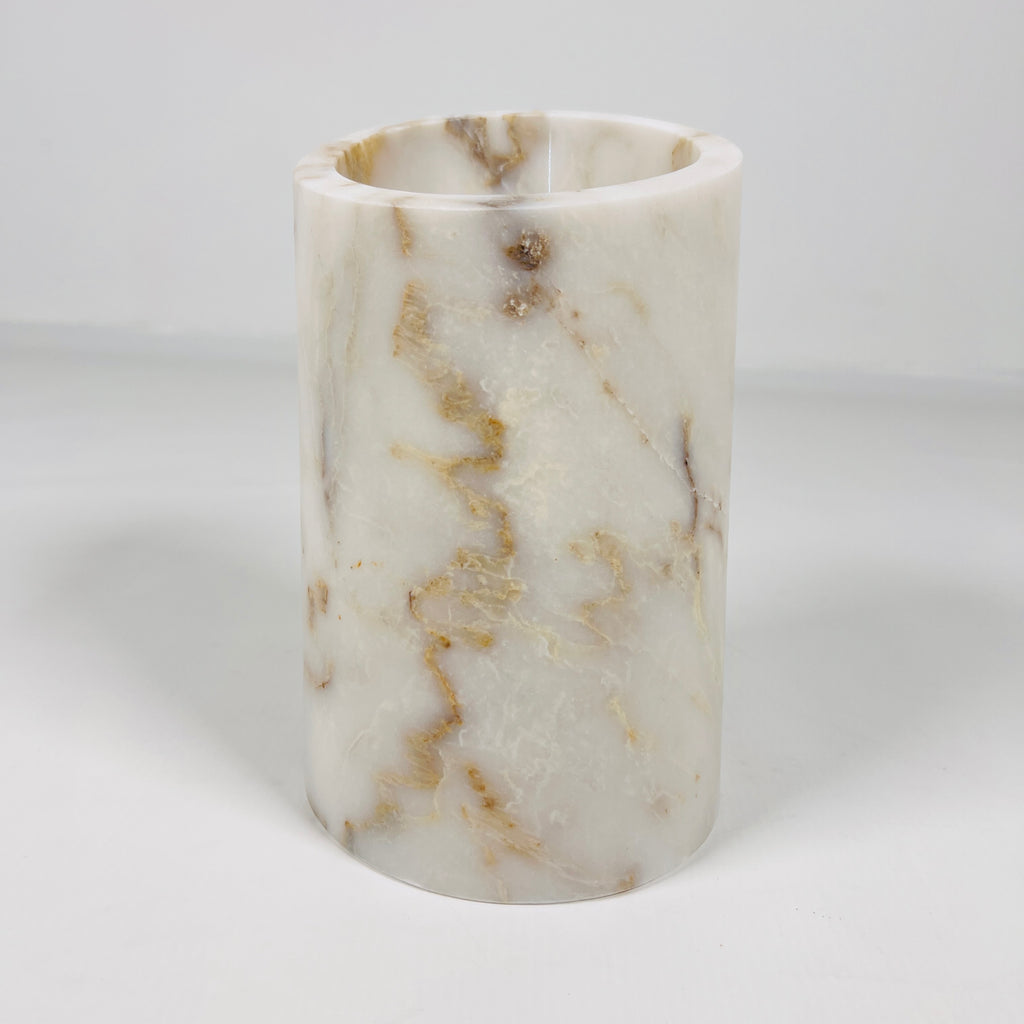 White With Brown Veins Marble Bottle Holder