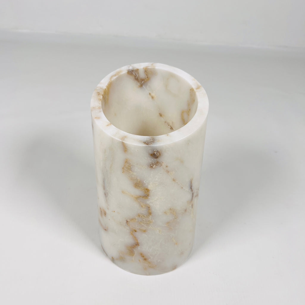 White With Brown Veins Marble Bottle Holder