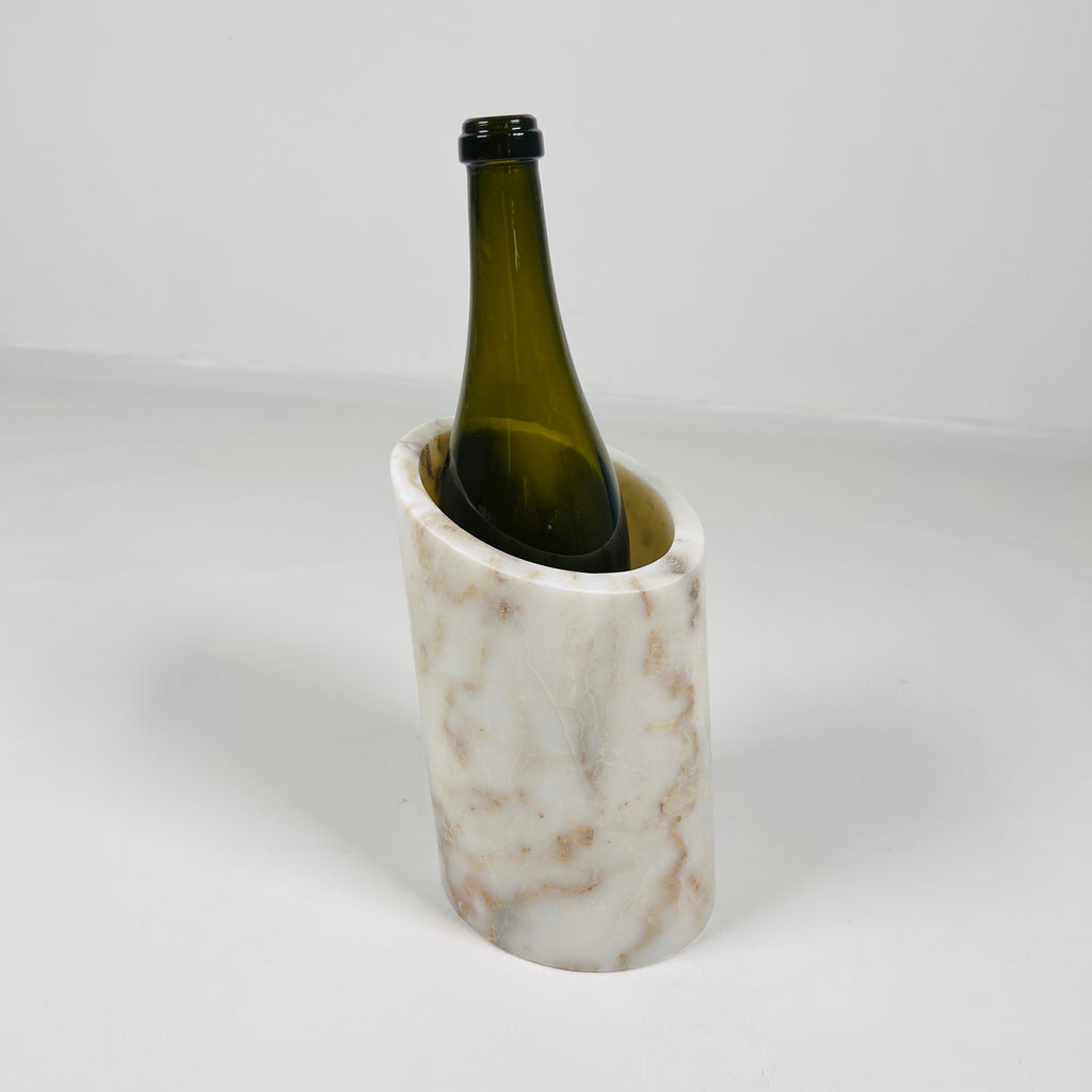 White With Brown Veins Marble Bottle Holder