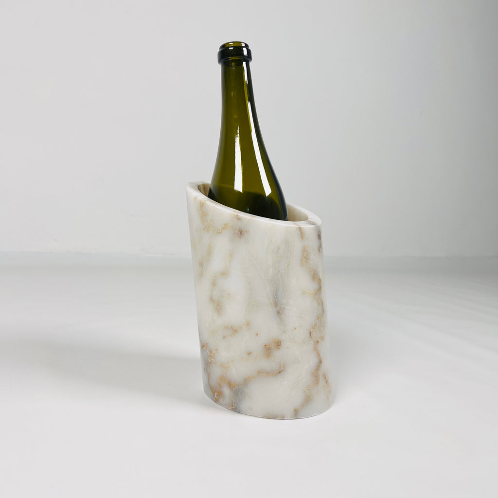 White With Brown Veins Marble Bottle Holder