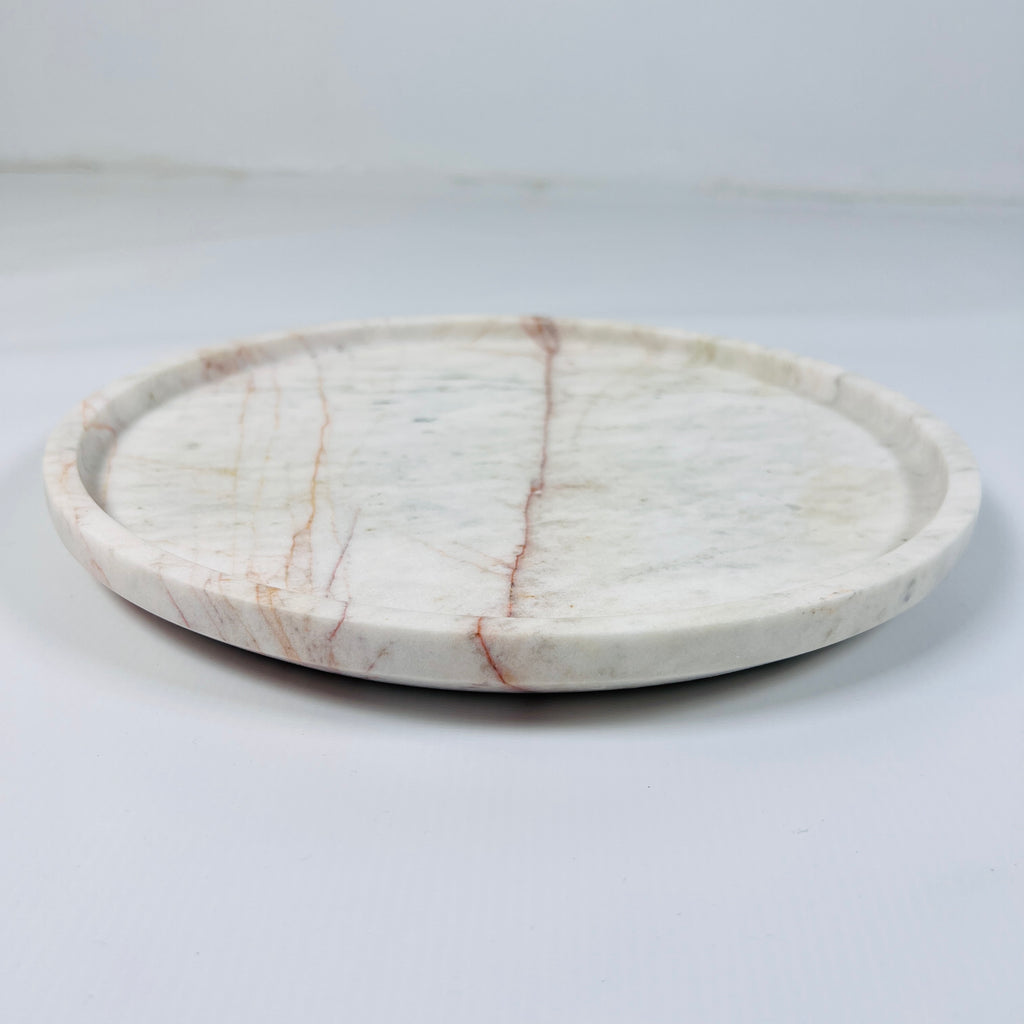 White Marble Plate With Red Lines