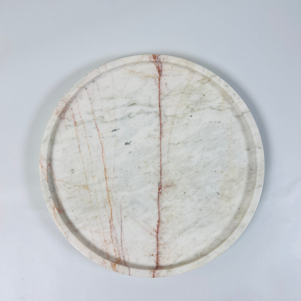 White Marble Plate With Red Lines