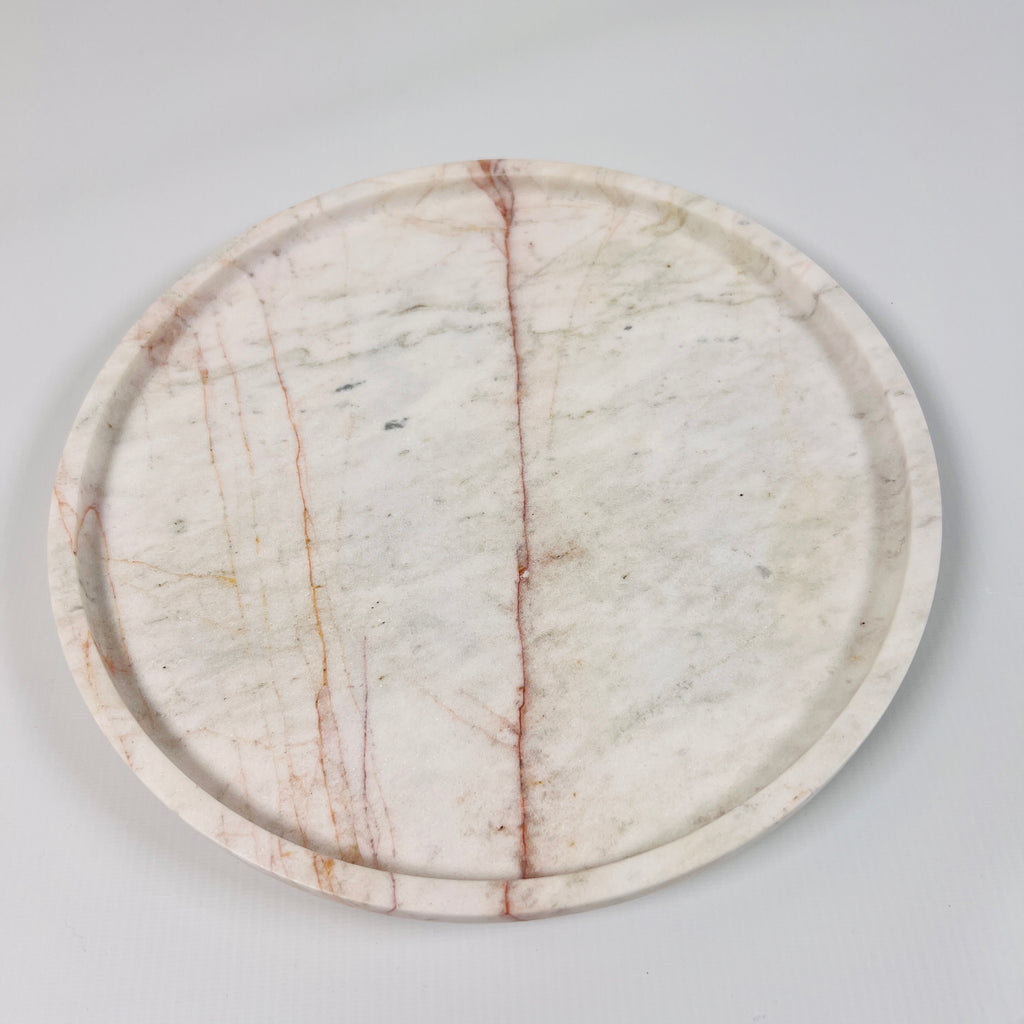 White Marble Plate With Red Lines