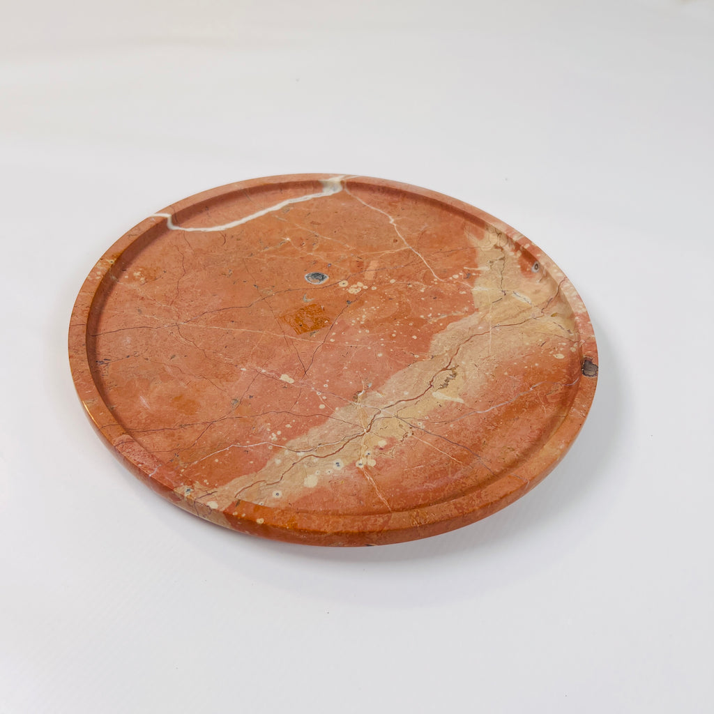 Red And Beige Travertine Plate