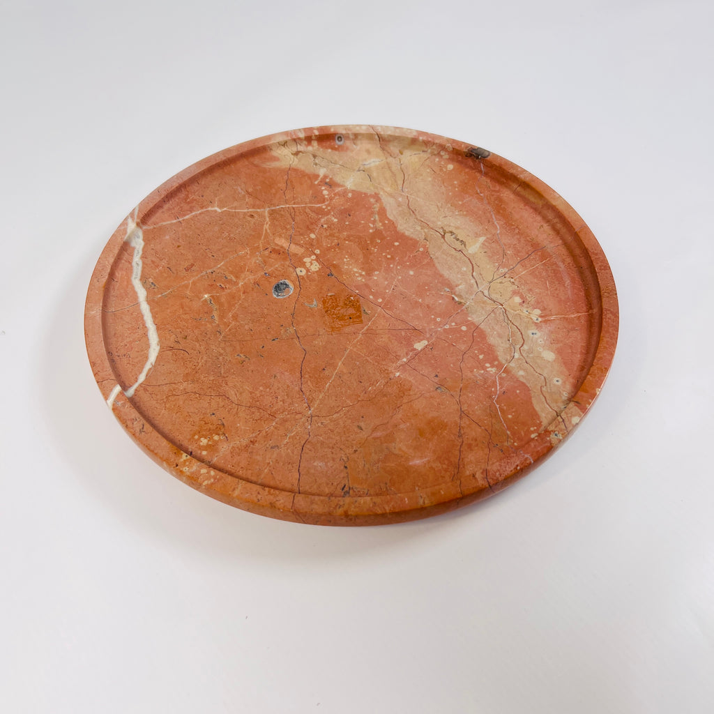 Red And Beige Travertine Plate