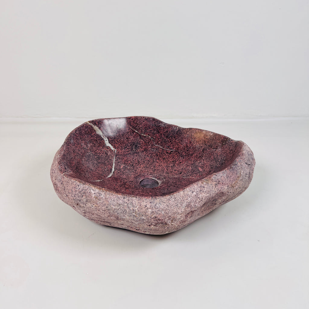 Flaming Red Ringed River Stone Sink