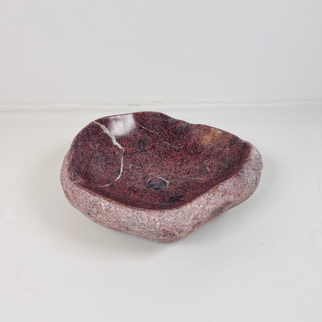 Flaming Red Ringed River Stone Sink