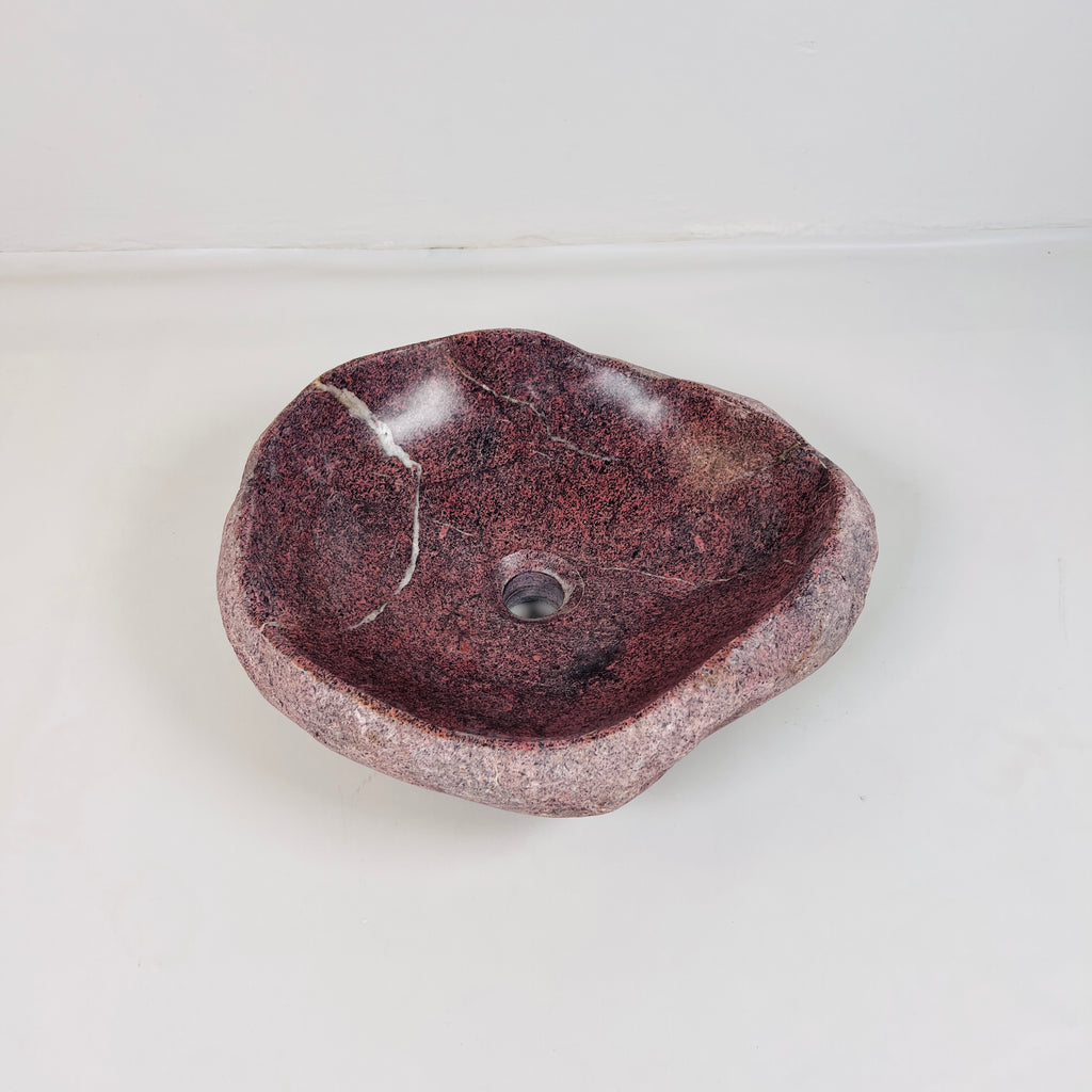 Flaming Red Ringed River Stone Sink