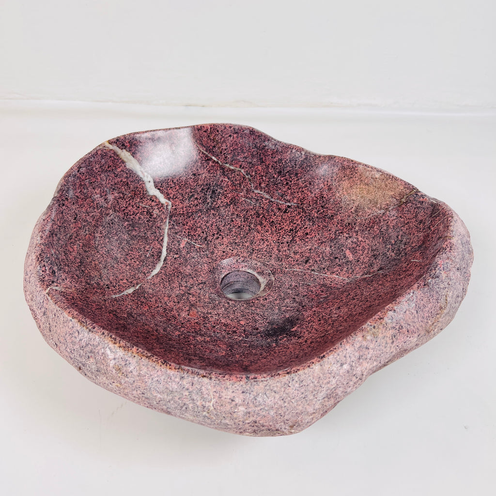 Flaming Red Ringed River Stone Sink