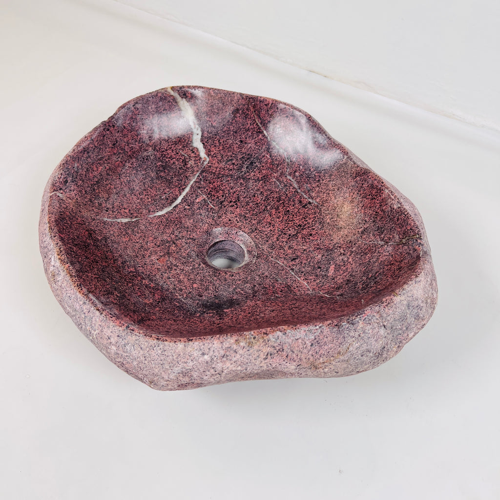 Flaming Red Ringed River Stone Sink