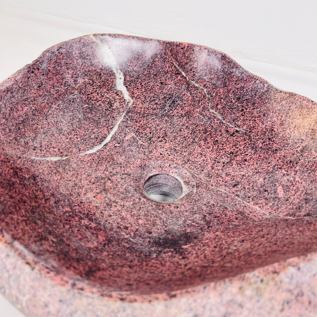 Flaming Red Ringed River Stone Sink