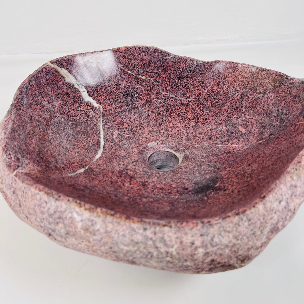 Flaming Red Ringed River Stone Sink