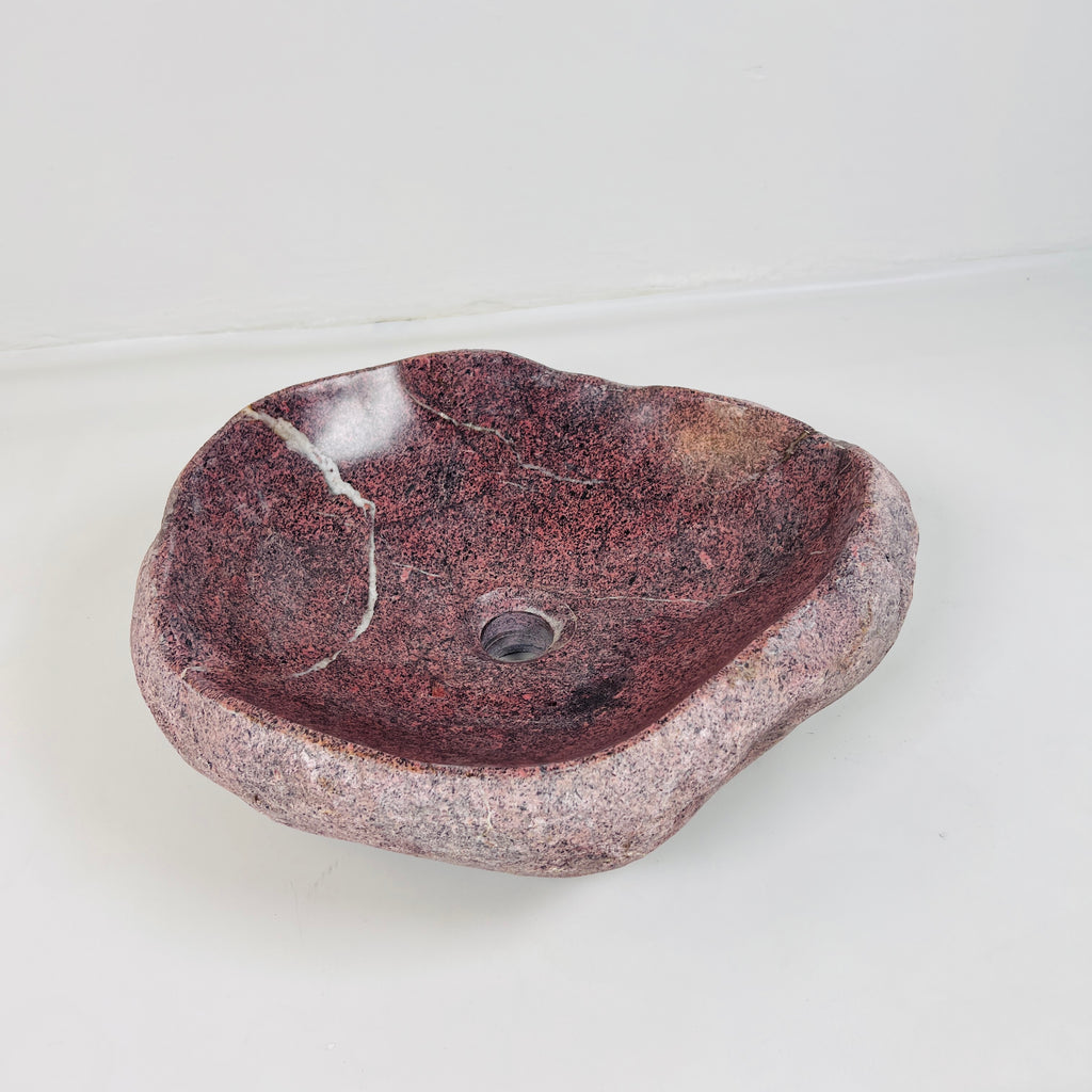 Flaming Red Ringed River Stone Sink