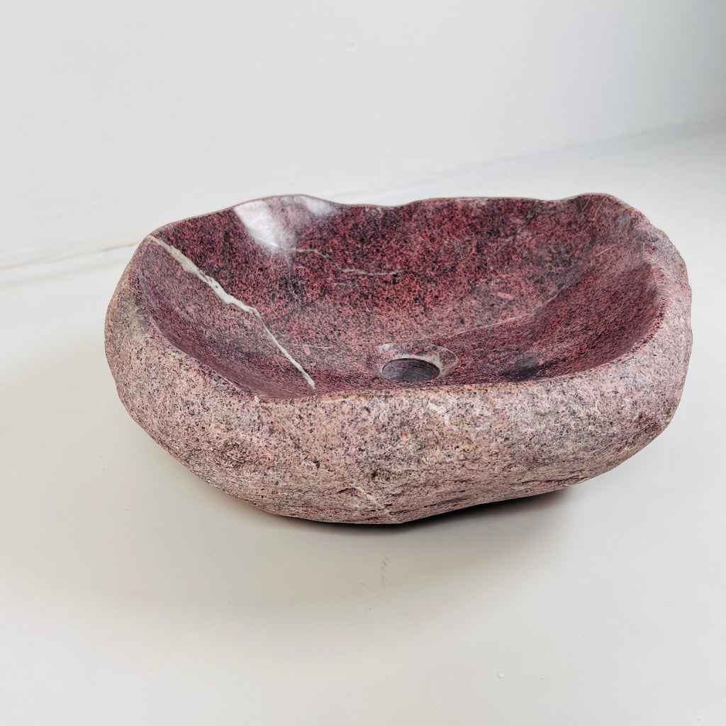 Flaming Red Ringed River Stone Sink