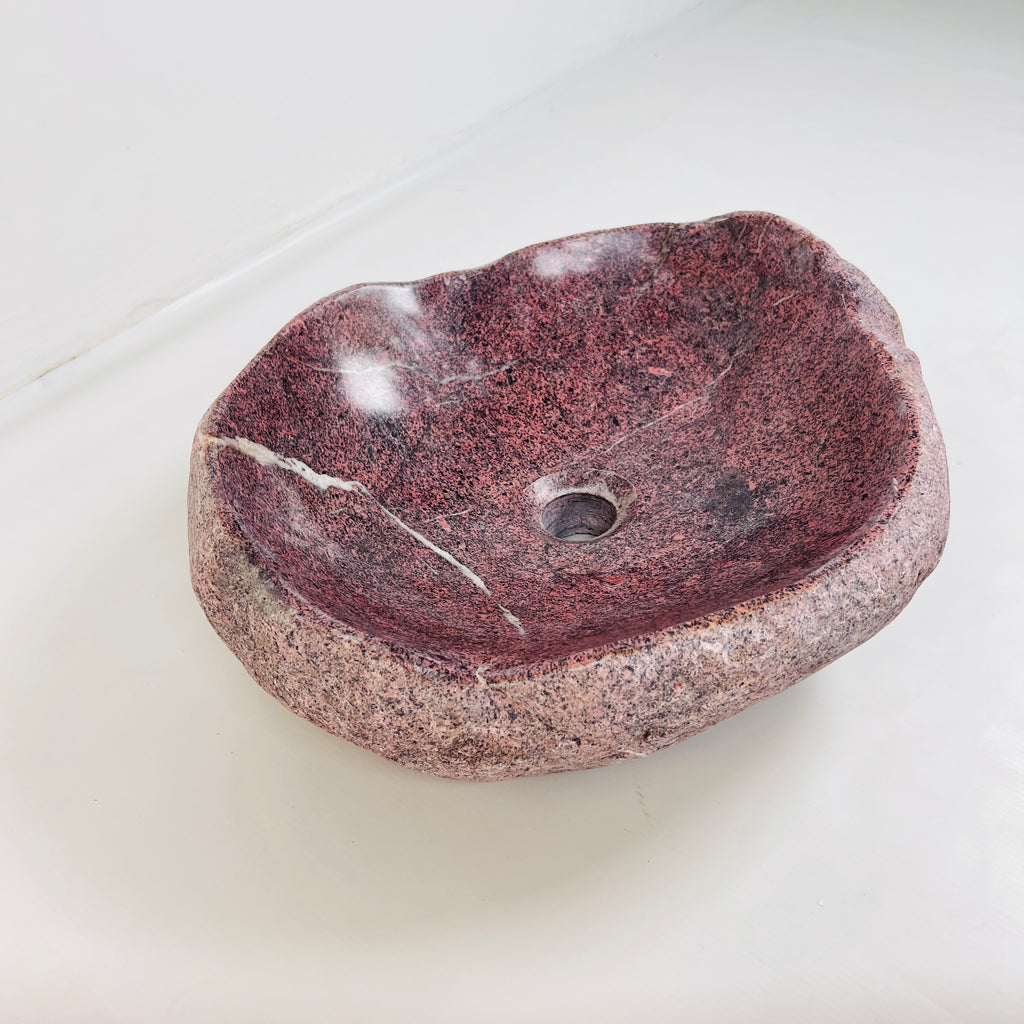 Flaming Red Ringed River Stone Sink