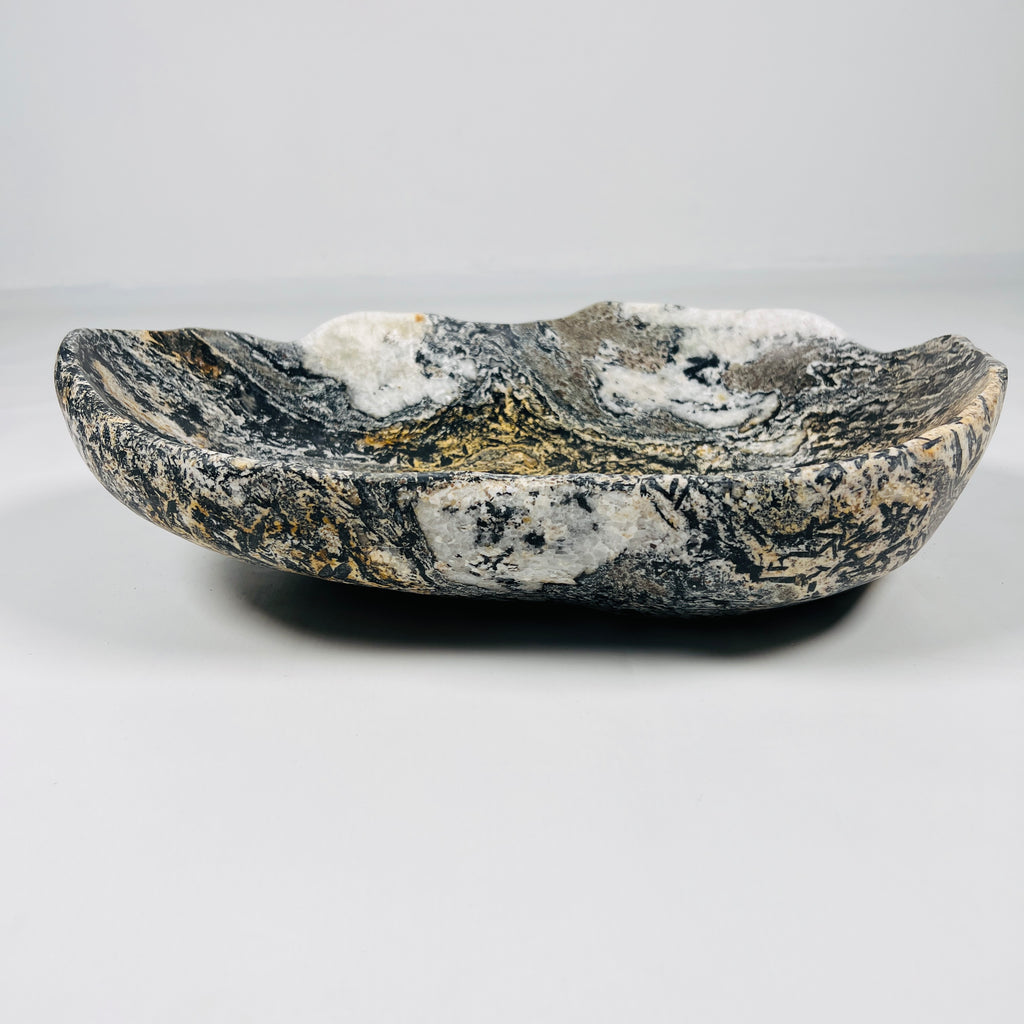 Yellow And Brown Riverstone Bowl