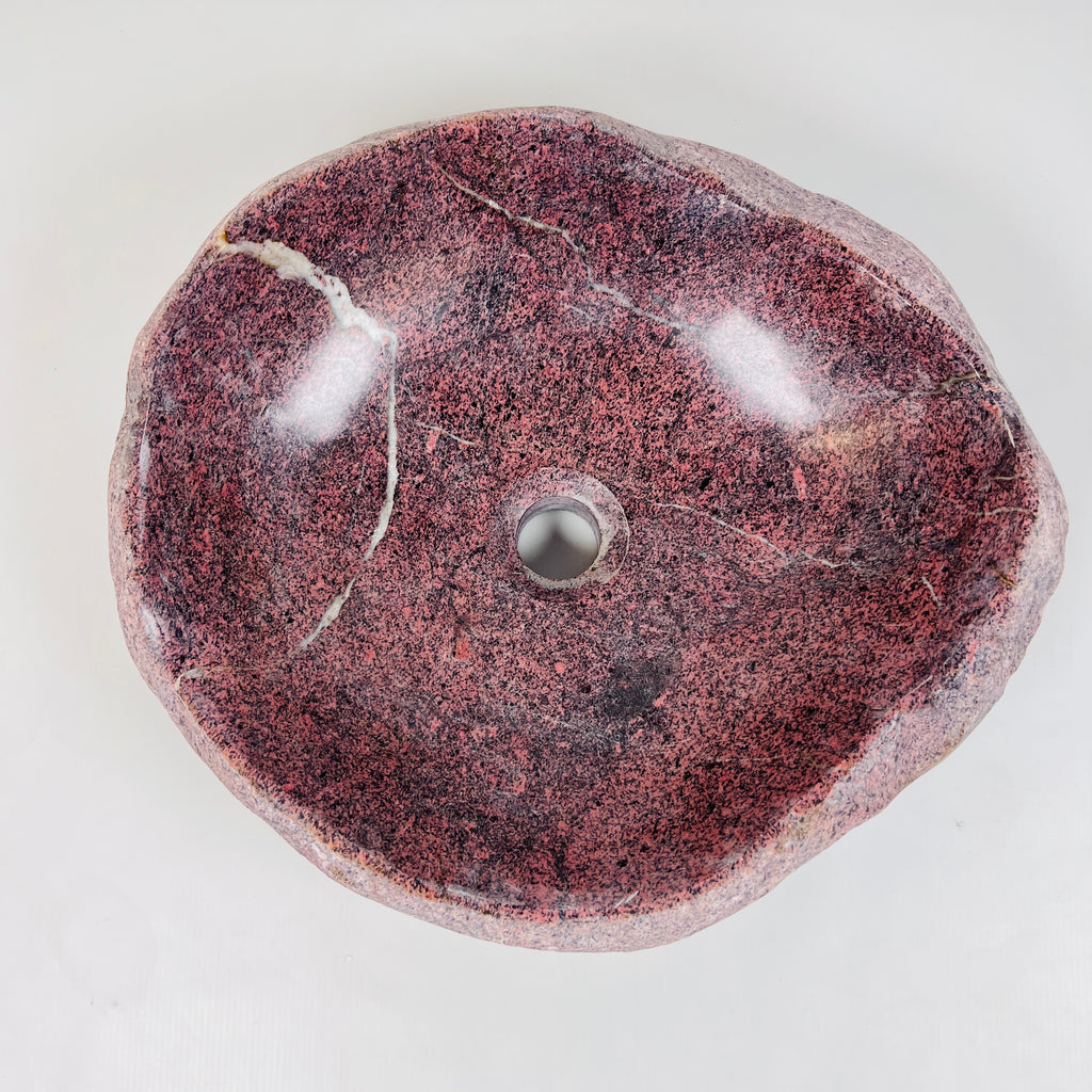 Flaming Red Ringed River Stone Sink