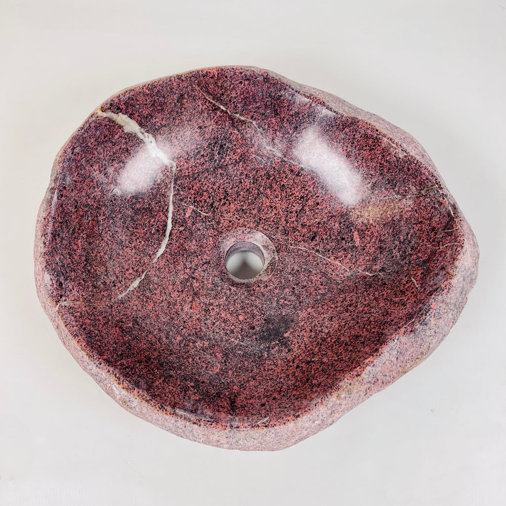 Flaming Red Ringed River Stone Sink