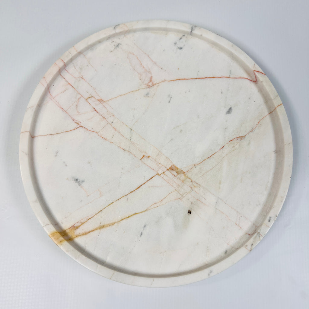 White Marble Plate With Red Webs