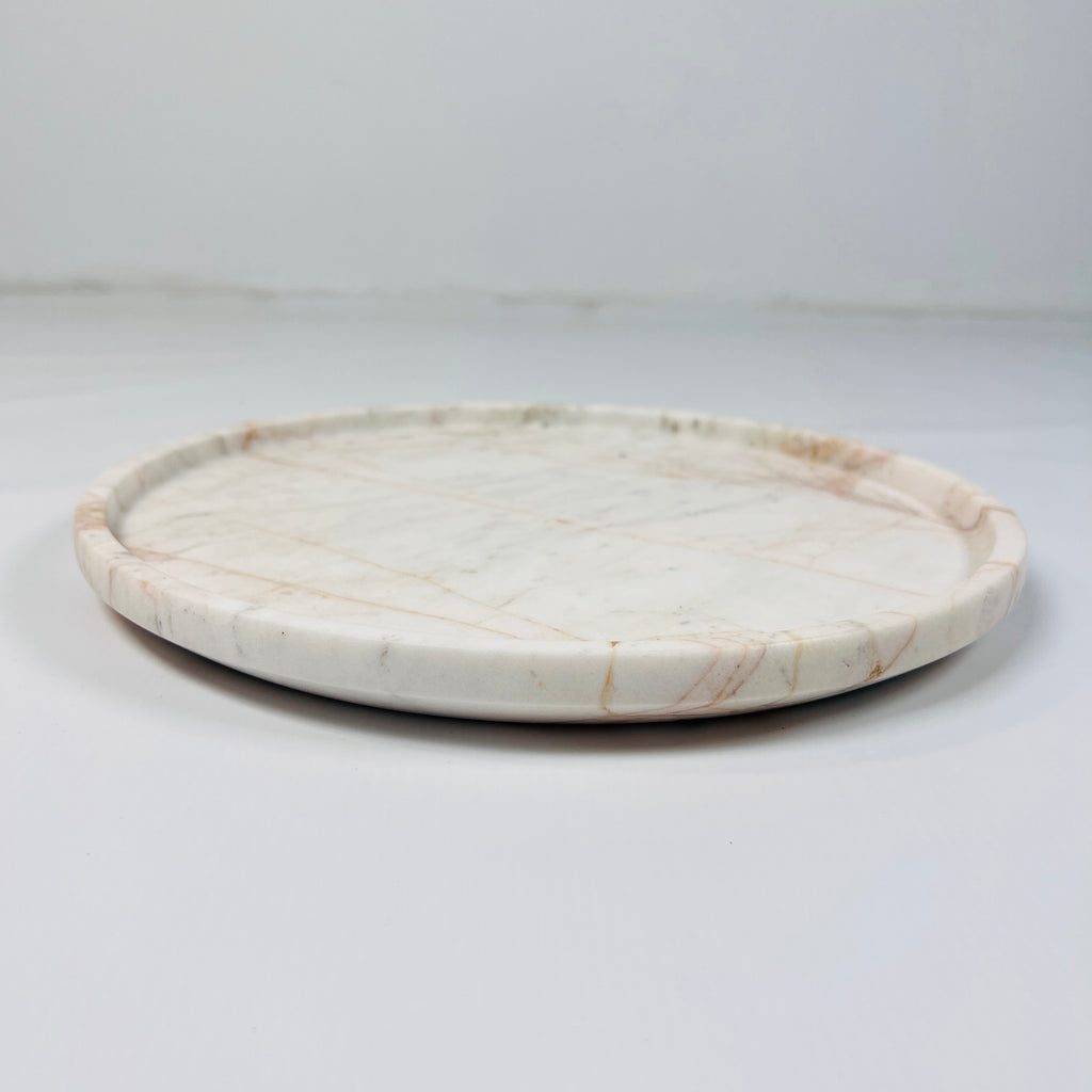 White Marble Plate With Brown Veins