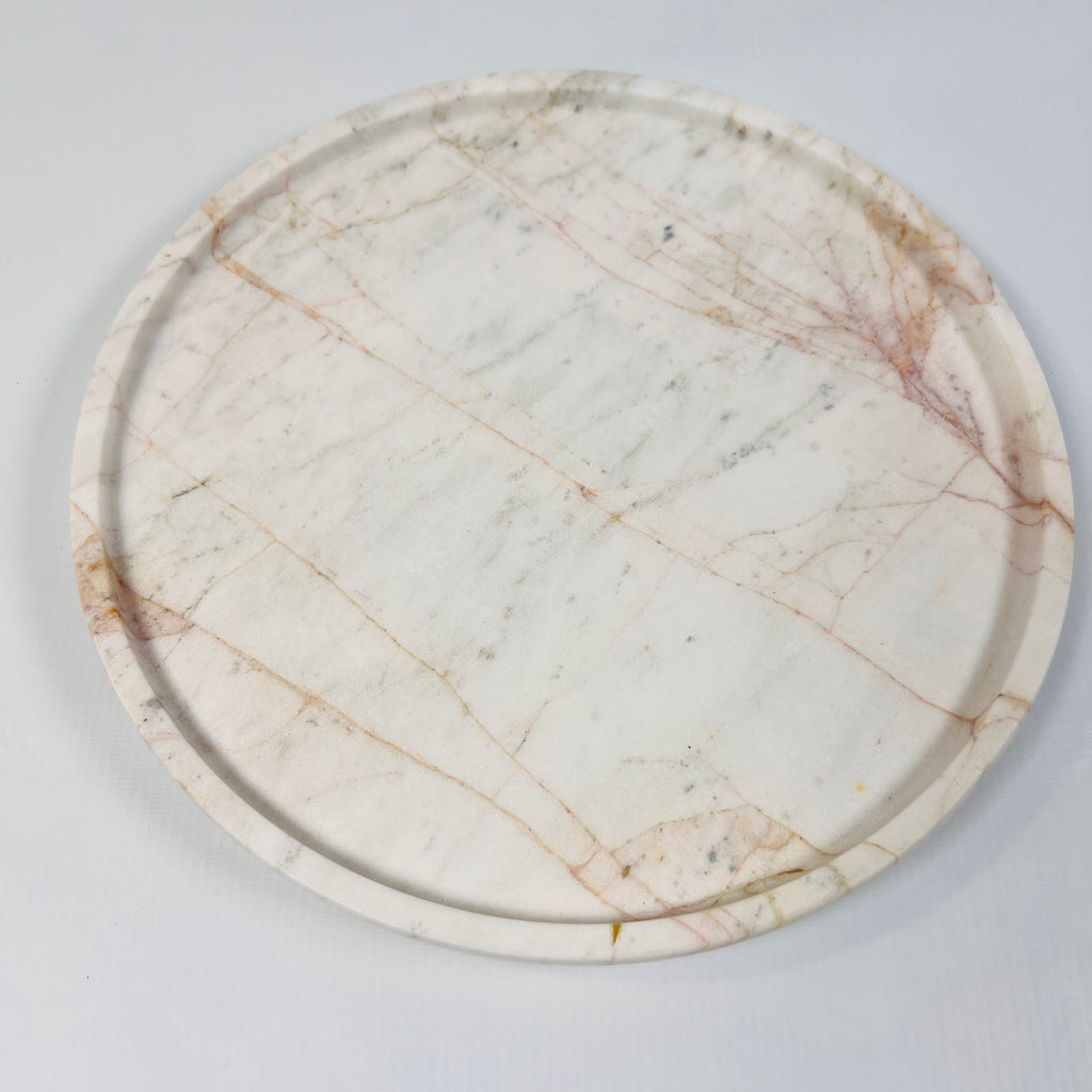 White Marble Plate With Brown Veins