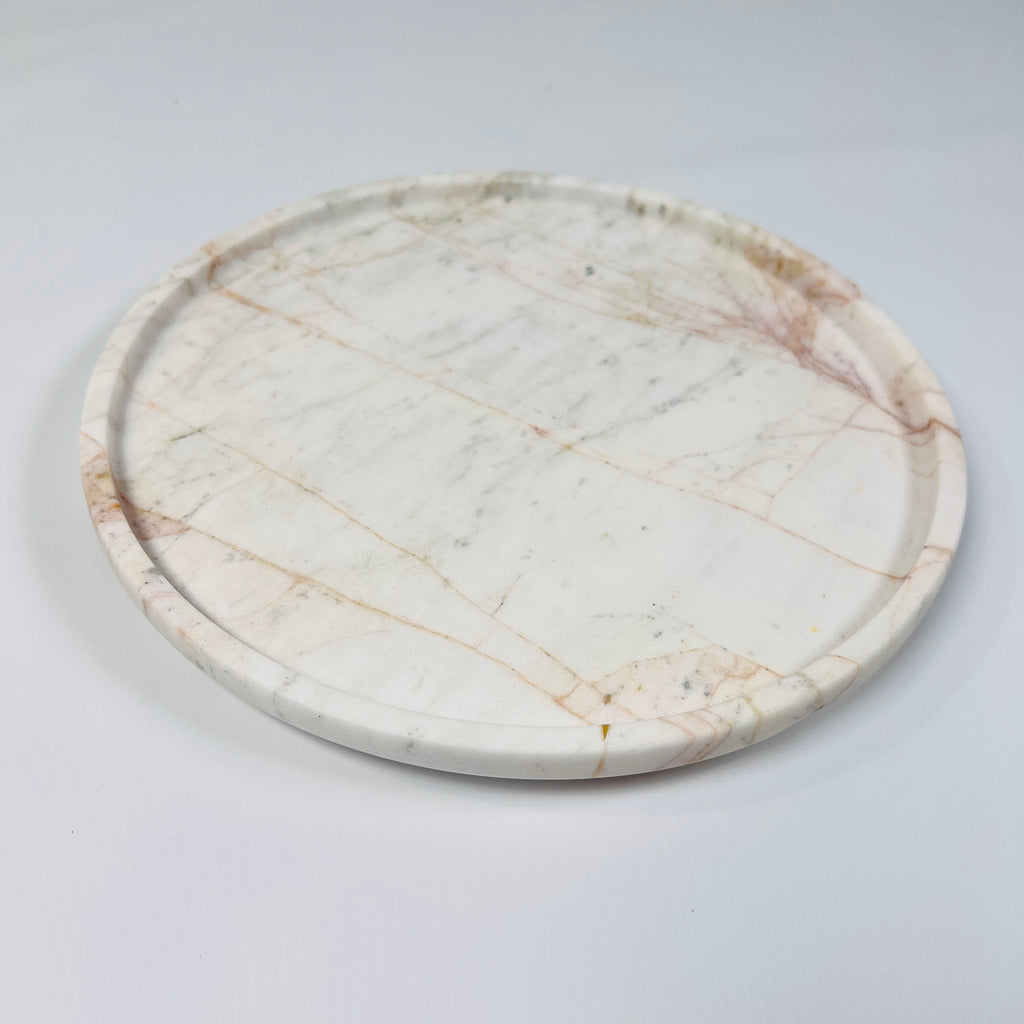 White Marble Plate With Brown Veins