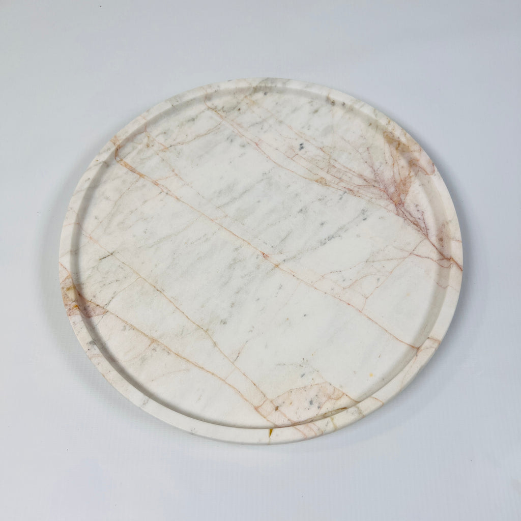 White Marble Plate With Brown Veins