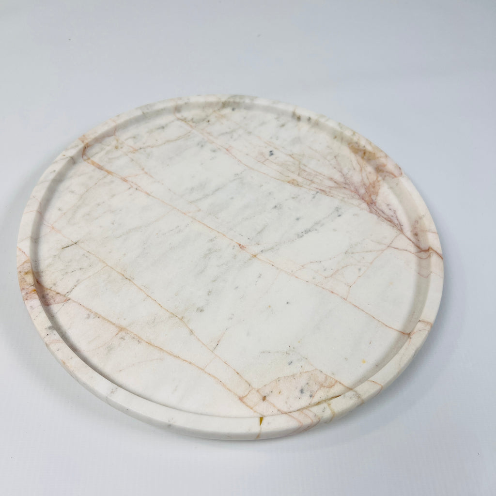 White Marble Plate With Brown Veins