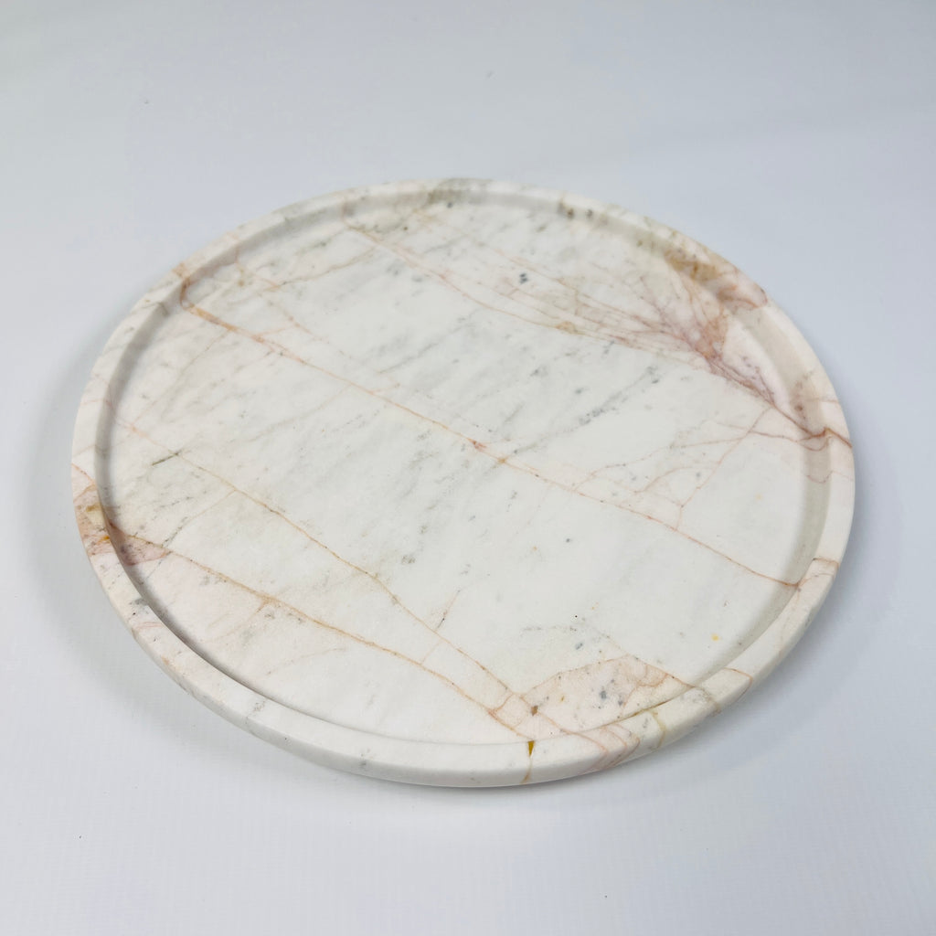 White Marble Plate With Brown Veins