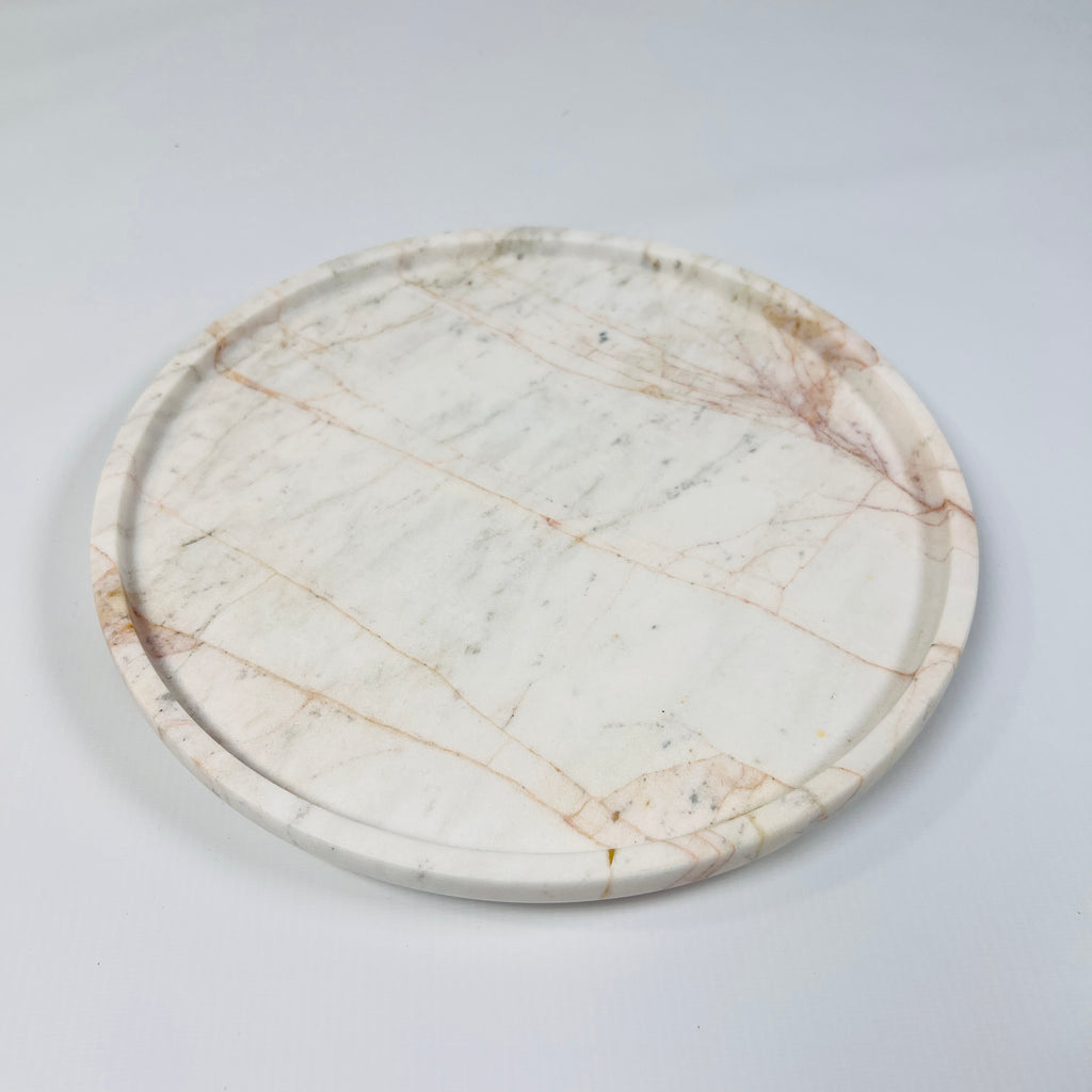 White Marble Plate With Brown Veins