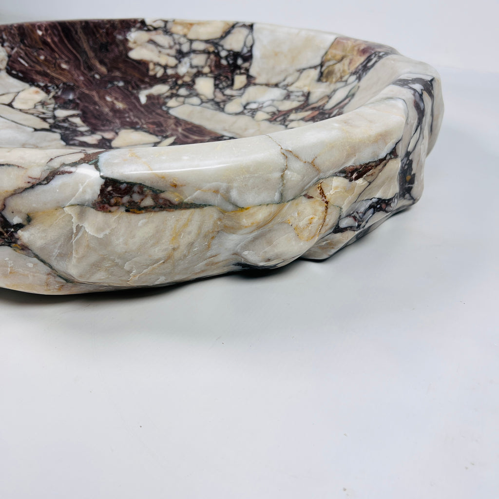 Cream And Maroon Marble Bowl