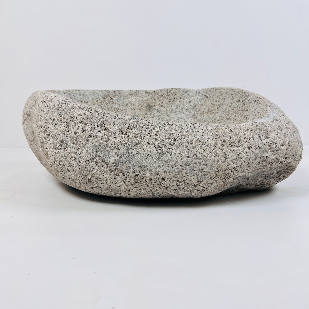 Eggshell Black Spotted River Stone Sink