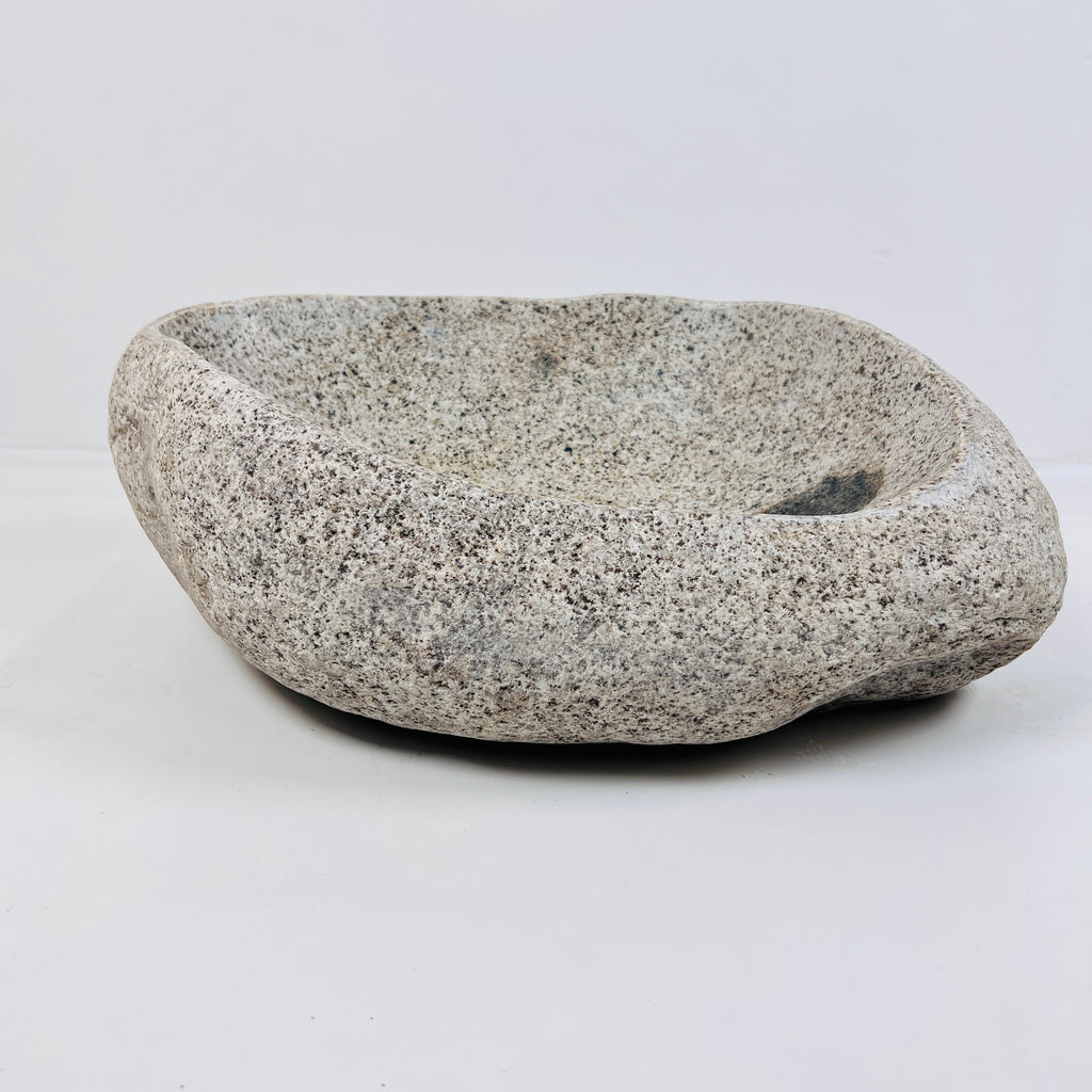 Eggshell Black Spotted River Stone Sink