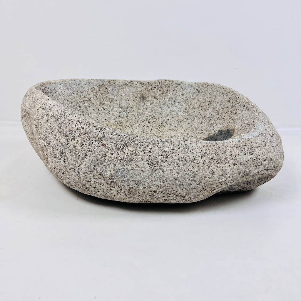 Eggshell Black Spotted River Stone Sink