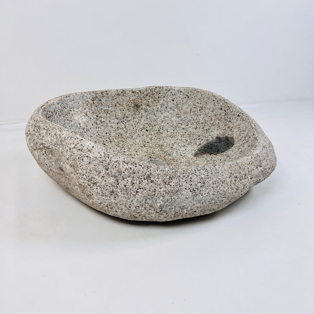 Eggshell Black Spotted River Stone Sink