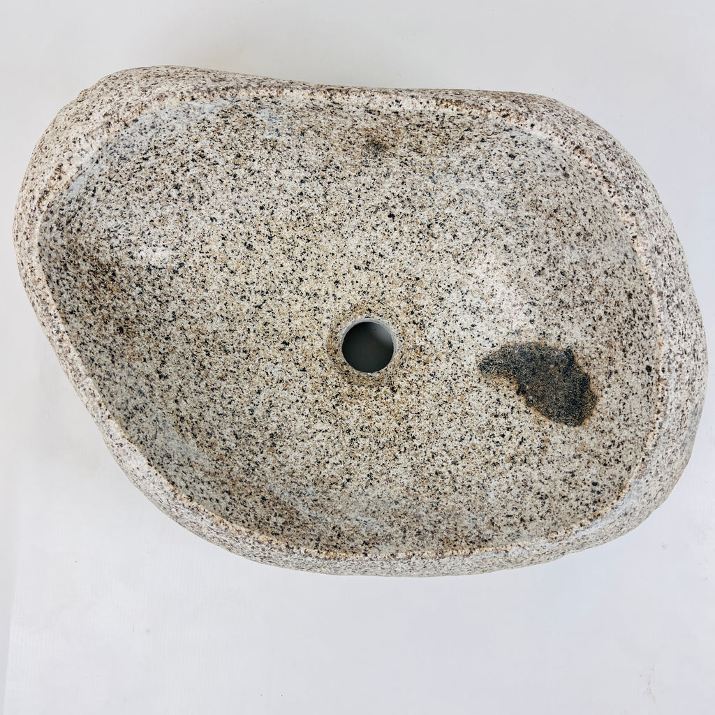 Eggshell Black Spotted River Stone Sink