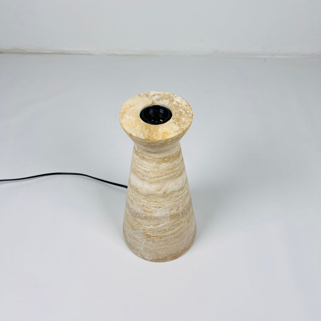 Camel Upside Down Funnel Travertine Table Lamp