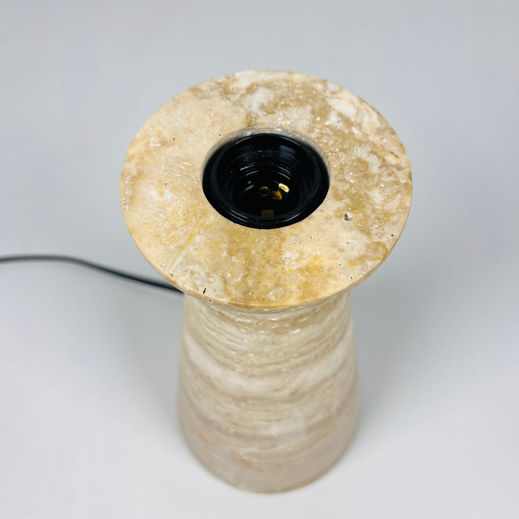 Camel Upside Down Funnel Travertine Table Lamp