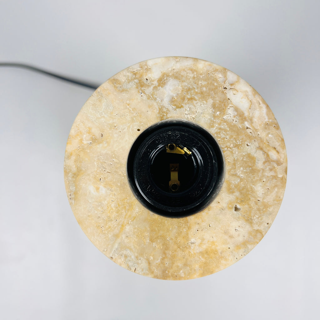 Camel Upside Down Funnel Travertine Table Lamp