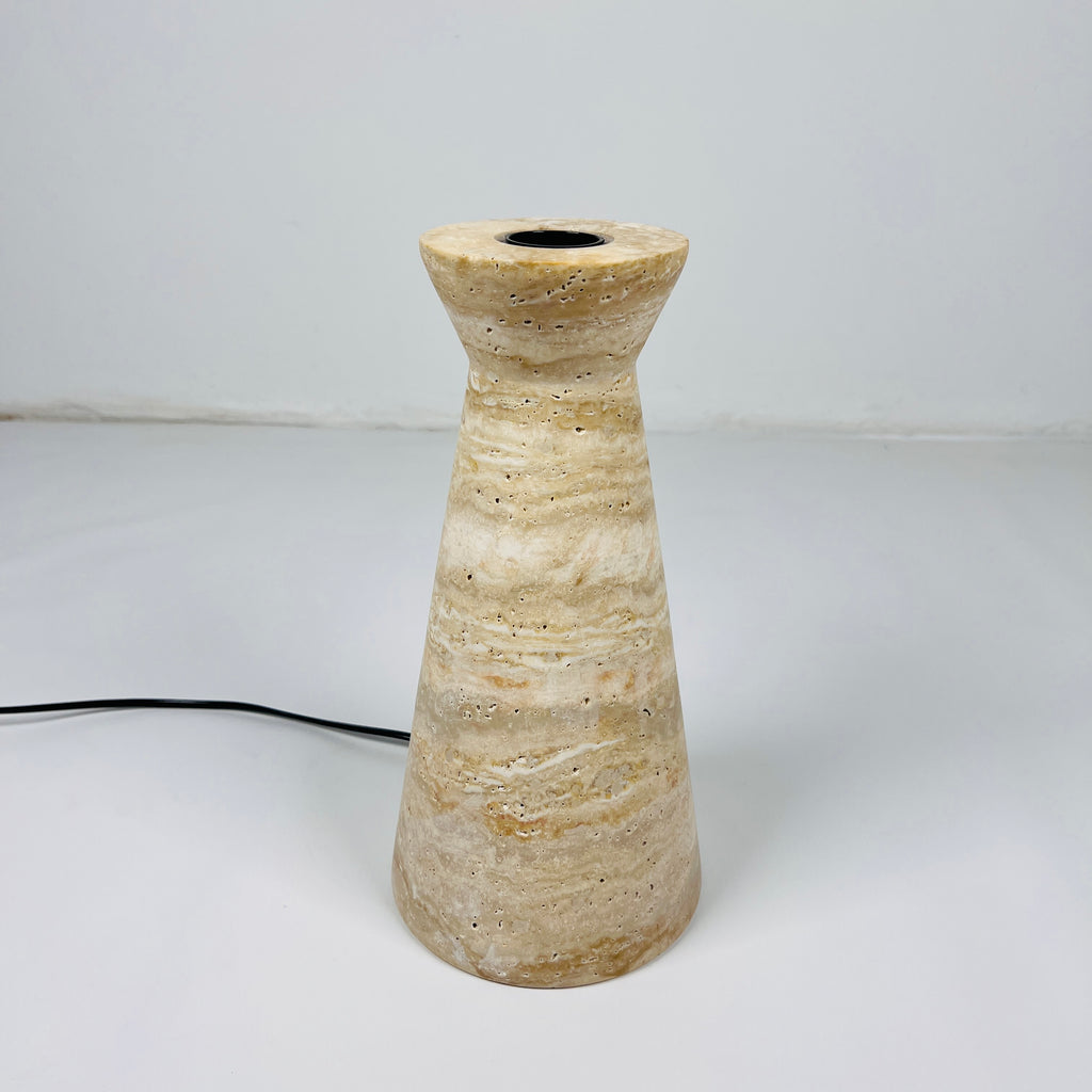 Camel Upside Down Funnel Travertine Table Lamp