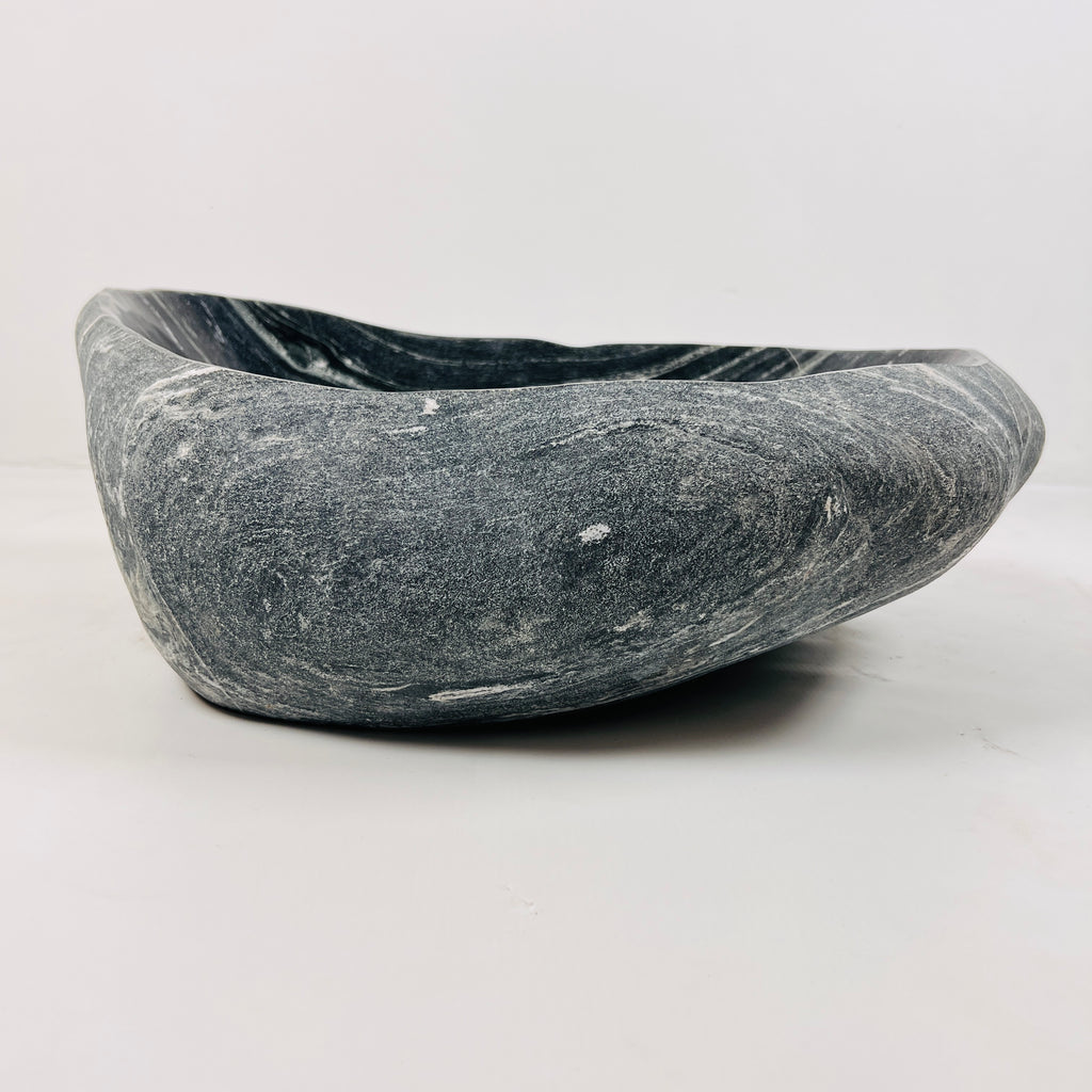 Deep Black Lined River Stone Sink