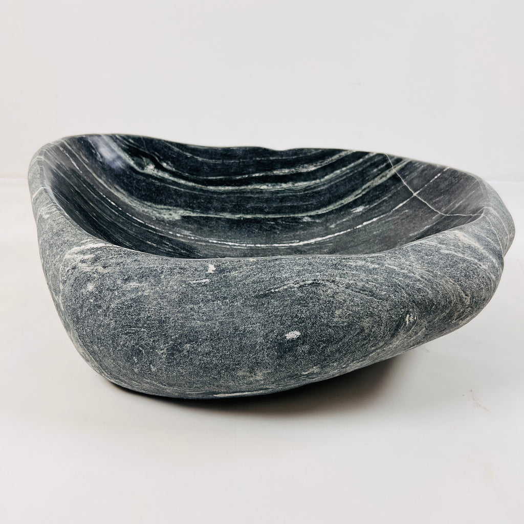 Deep Black Lined River Stone Sink