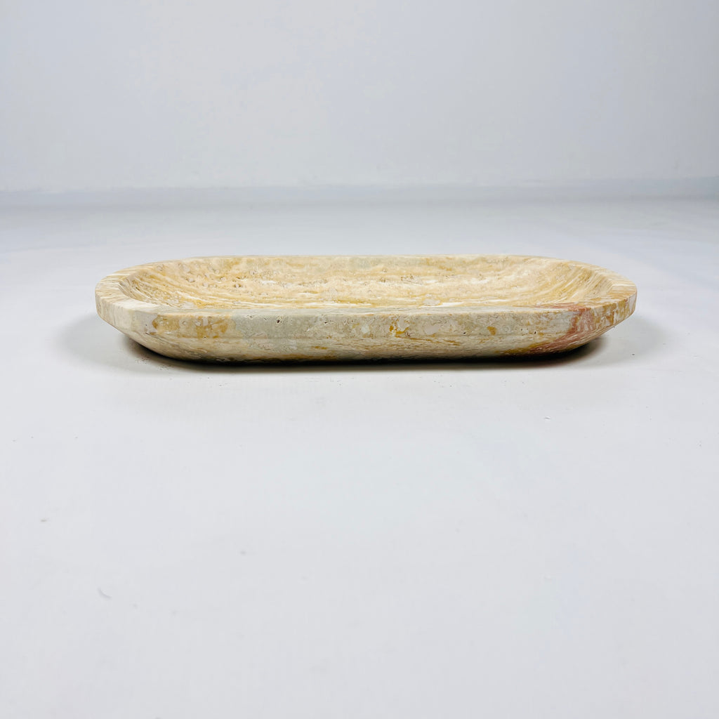 Beige Oval Travertine Tray