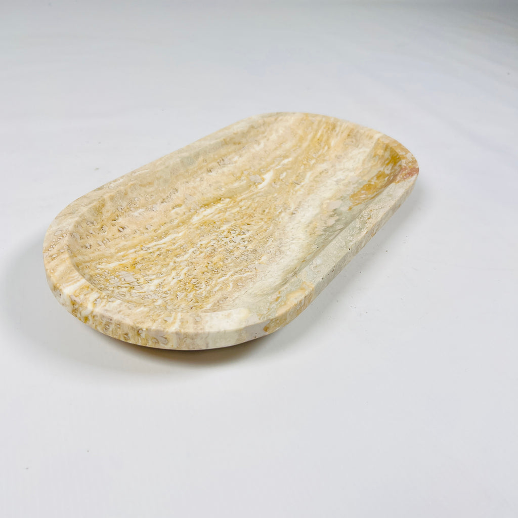 Beige Oval Travertine Tray