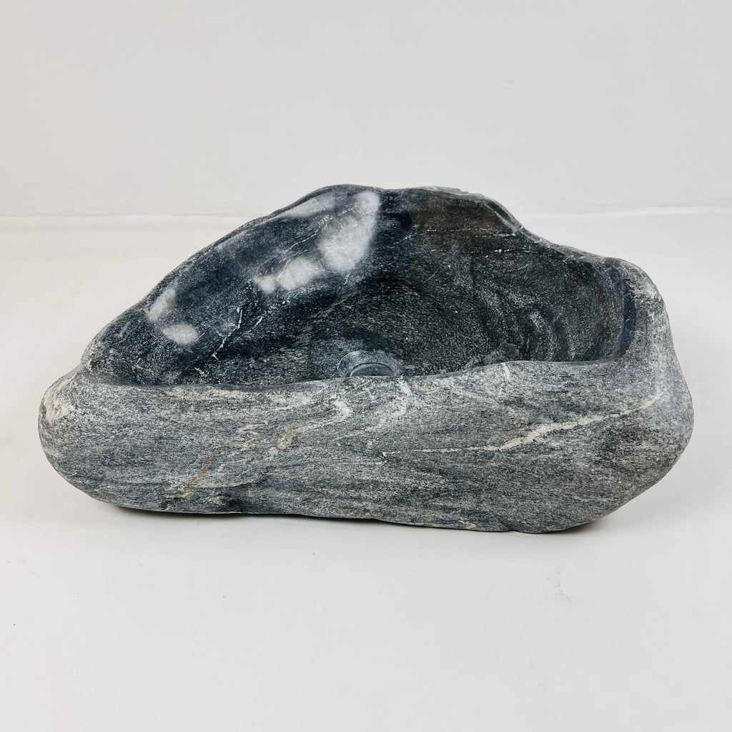 Deep Grey Rippled River Stone Sink