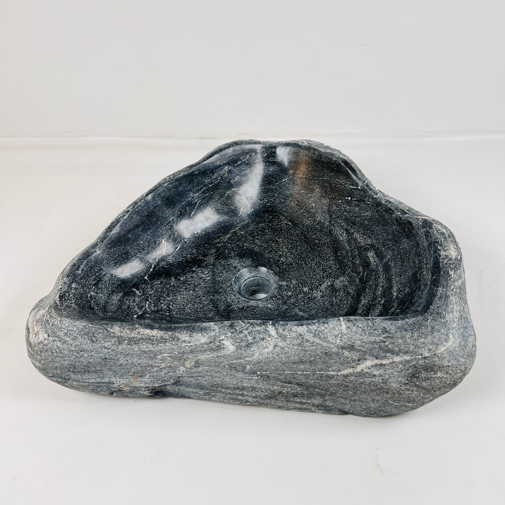 Deep Grey Rippled River Stone Sink