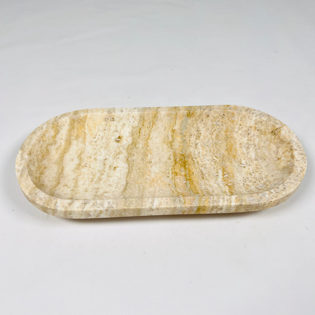 Beige Oval Travertine Tray