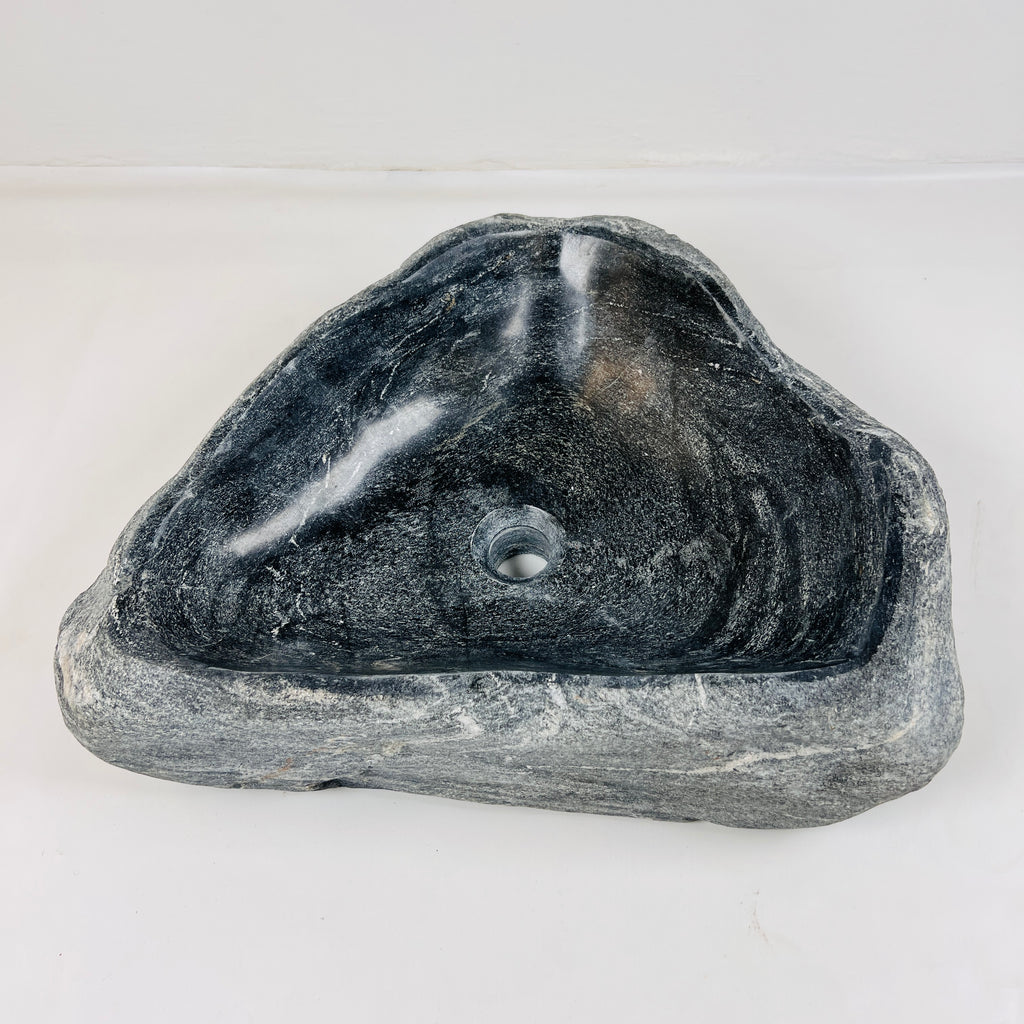 Deep Grey Rippled River Stone Sink