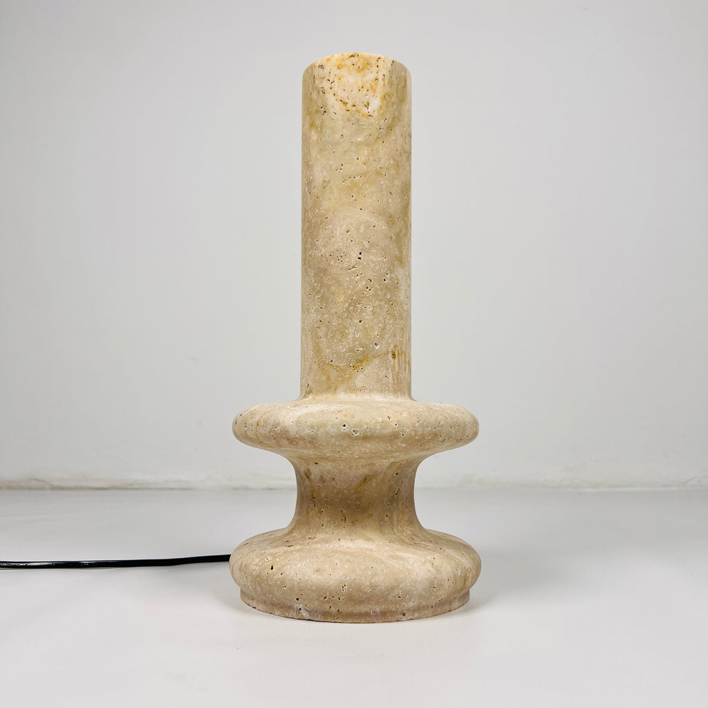 Double Ringed Bottom Travertine Table Lamp